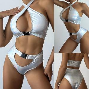 China 2 Piece High Waisted Bathing Suits Luxury Metal Two Piece Bathing Suits Sexy on sale
