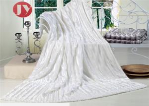 China Super Soft Faux Fur Throw Blanket , white bright Plush Striped Embossed Faux Fur Mink Throw on sale