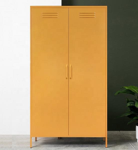 Quality 1.0mm Steel Storage Cabinet Bedroom Clothes 2 Door Metal Wardrobe for sale