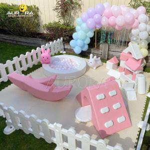 Soft Play Equipment Package Indoor Playground Rental Pink And White Kids Play Party Manufactures