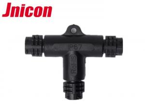  T Shape Waterproof Data Connector Outdoor 3 Pin IP67 Three - Way Push Locking Manufactures