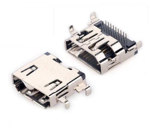 Under Board Socket 19 Pin DIP Female PCB HDMI Cable Connectors 1.8mm For TV