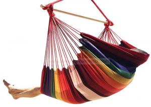 China Large Single Person Garden Swing Brazilian Style Hammock Chair With Stand Poly Cotton Weave on sale