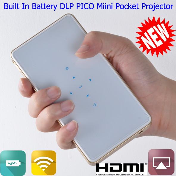 Quality Built In Battery Mini Handy PICO DLP Projector With HDMI USB DLNA Wifi For PPT Display for sale