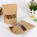 Mylar Zipper Kraft Paper Bag With Clear Window For Coffee Bean / Cookie / Candy