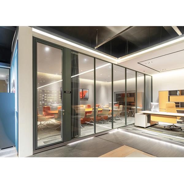 Interior compartment glass partition wall Aluminum 108mm thickness frame 5+5mm double glass easy install