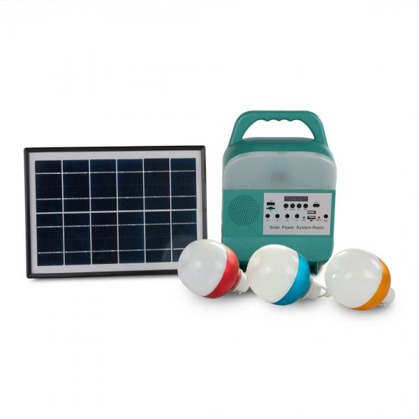12W Solar Panel 4 LED Bulbs Portable Solar Power Lighting System Kit for Home with Mobile Phone Charging with Bracket