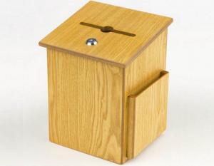China Wooden Suggestion Box w/ Sign Holder, Side Pocket, Wall or Counter on sale