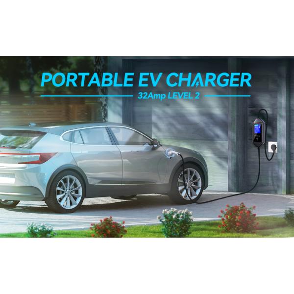 Compact Level 2 Electric Vehicle Charger Portable 24A / 32A Adjustable