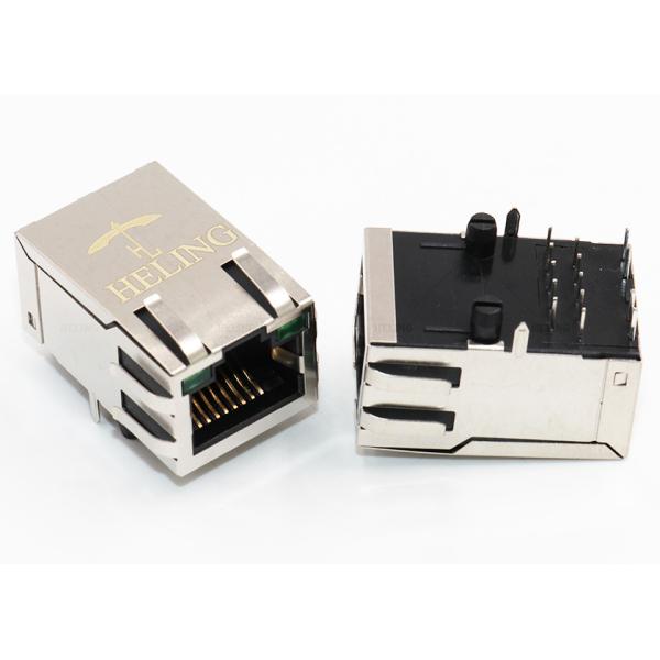 One Port Tab Up R / G RJ45 PoE Magjack Built - In YEL / GRE LED Indicator