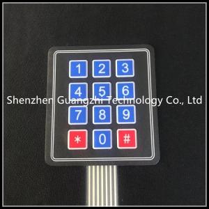 China 0.45mm Key Travel Industrial Numeric Keypad 3 * 4 Matrix Waterproof Thin Film on sale