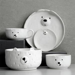  Ice Bear White Dinnerware Cute Ceramic Dinner Bear Plates Kitchen Dish Coffee Cup Porcelain Plate Bowl Mug Tableware Manufactures