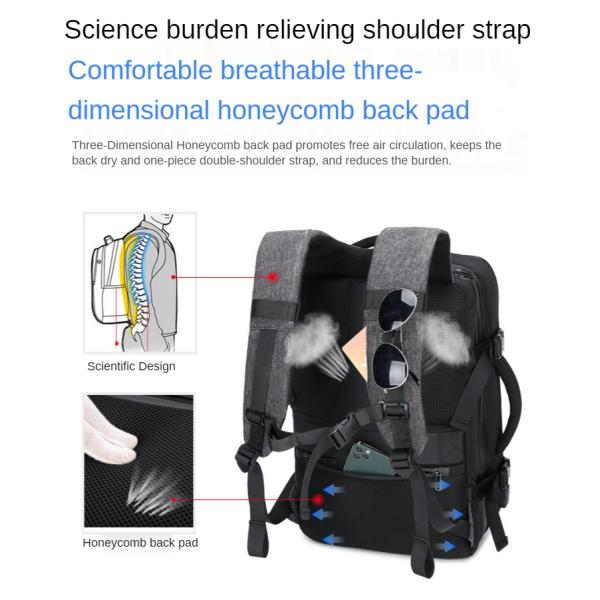 All Seasons USB Khaki Overnight Bag Multi Functional Backpack 39L