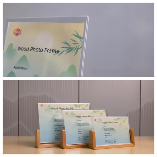 Embedded Acrylic Photo Frame Tableholoder Wood Base