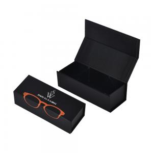 China Black Magnetic Folding Eyewear Packaging Box Rectangle Paperboard on sale