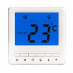 White Backlight Fan Coil Thermostat External Temperature Sensor Energy Saving