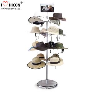 China Free Standing Metal Hat Display Stand 7-Layer Rotating Cap Rack For Retail Store on sale