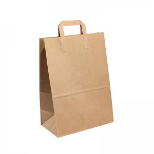 China Grocery Packaging Brown Kraft Paper Shopping Bag With Handle Custom Logo Printed Wholesale on sale