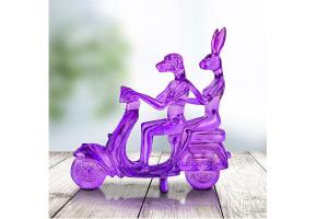 China Contemporary Garden Art Transparent Resin Rabbit Dog Outdoor Fiberglass Sculpture on sale