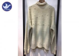  Turtle Neck Pearl Studs Womens Knit Pullover Sweater Long Sleeves High Collar Manufactures