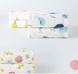 China 110X110 40S Six Layer Printed Cotton Gauze Fabric  Saliva Towel For Babies on sale