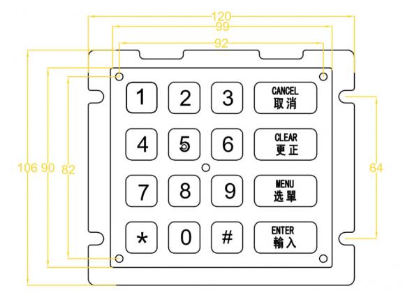 Usb Interface Industrial Numeric Keypad 16 Keys Type Compact Layout