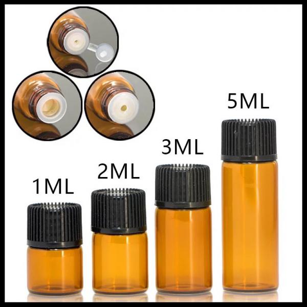 Quality Mini Size Essential Oil Glass Bottles Normal Cap For Serum / Perfume 1ml 2ml 3ml 5ml for sale