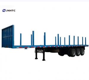 China SINOTRUK 3 Axle Flatbed Trailer Log Wood Flat Bed Trailer With Upright Column on sale