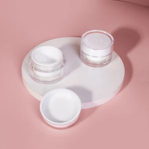 China 50mm Acrylic Storage Jar 1oz Round Clear Double Wall Cosmetic Cream Can on sale