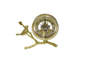 China Table Stainless Steel Skeleton Clock Vintage Design With Brass Support on sale