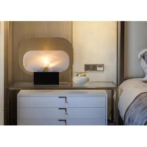 China Creative Golden Office Reading Lamp Marble Shade Guzhen Led Table Lamp on sale