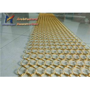  Golden Yellow Ring Mesh Curtain 1.0mm 25mm Wire Mesh Partition Panels Manufactures