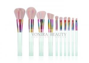 China Fashion Shiny Rainbow Vegan Free Synthetic Makeup Brush Set White and Pink on sale