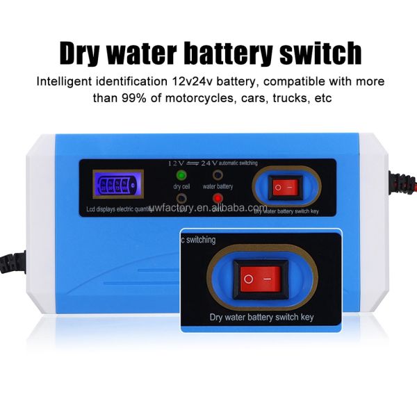 Newly Released 7-Stage Battery Chargers 12V/24V 20A/10A Intelligent Pulse Repair Charger with Connector Current Protection