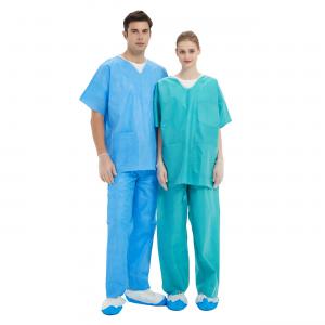  V Neck Hosital Patient Scrub Suits For Man Woman S M L XL XXL Coat And Pants Manufactures