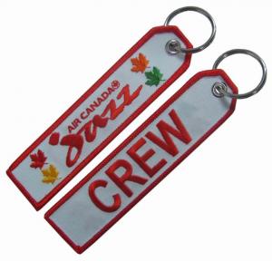 China Flight Logo Embroidered Key Rings Pilot Cabin Crew Embroidered Name Keychain on sale