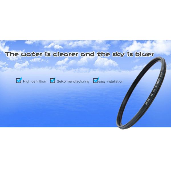 72 mm CPL Circular Polarizing Camera Lens Filter with Ultra Slim Charming Black Frame
