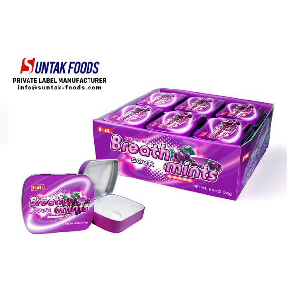 Portable Grape Fruit Flavored Candy For Children With Square Box Package
