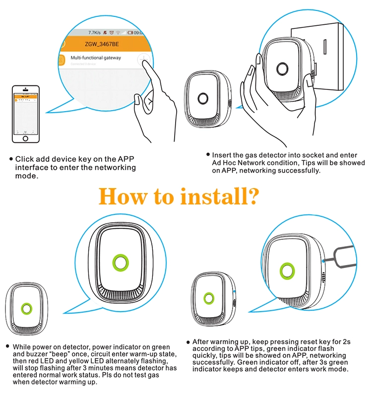 Smart IoT ZigBee Z-Wave Gas Leak Detector Control By APP Android And IOS