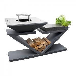  Outdoor High Temperature Black Painted Wood-burning Steel Barbeque Charcoal Grill Manufactures