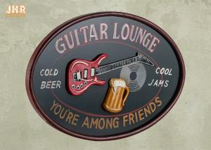  Personalized Antique Wall Art Sign Pub Sign Wall Decor Oval Shape Guitar Lounge Manufactures
