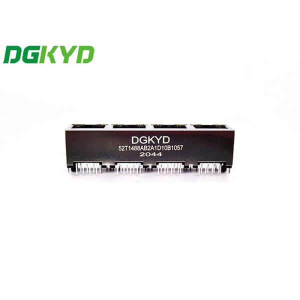 180 Degree 1X4 RJ45 Ethernet Connector With LED