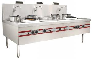  Wok Range With Double Burners Chinese Cooking Stove 2400 x 1220 x (810+450) mm Manufactures