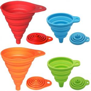 China Silicone Collapsible Funnel Set Kitchen Gadget For Bottle Liquid Transfer on sale