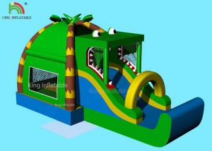  Indoor Inflatable Park Obstacle Course Jumping Castle Green Crocodile ， Coconut Forest - Themed Blend Manufactures