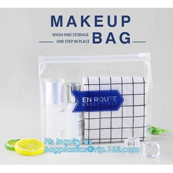 plastic bag with zip lock for cosmetic, slide lock poly bag, standing up zip customized color pvc bag for cosmetics