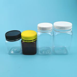 China BPA Free Square Selling Plastic Honey Bottles 200ml 320ml 400ml on sale