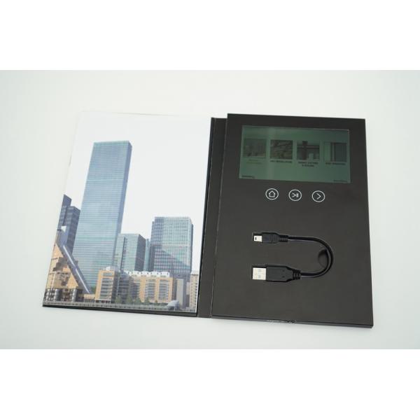custom memory video brochure card with built - in speaker / Rechargeable battery , A5 size