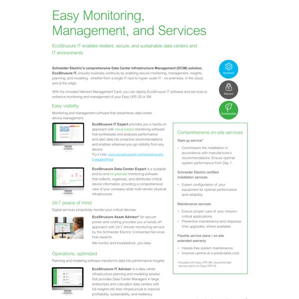 APC Easy UPS 3M 200kVA 400V 3:3 UPS E3MUPS200KHS For External Batteries