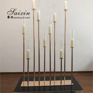 China 10 Arms Plated Gold Candelabra Candle Holder Standing Chandelier 1m Base 180cm on sale